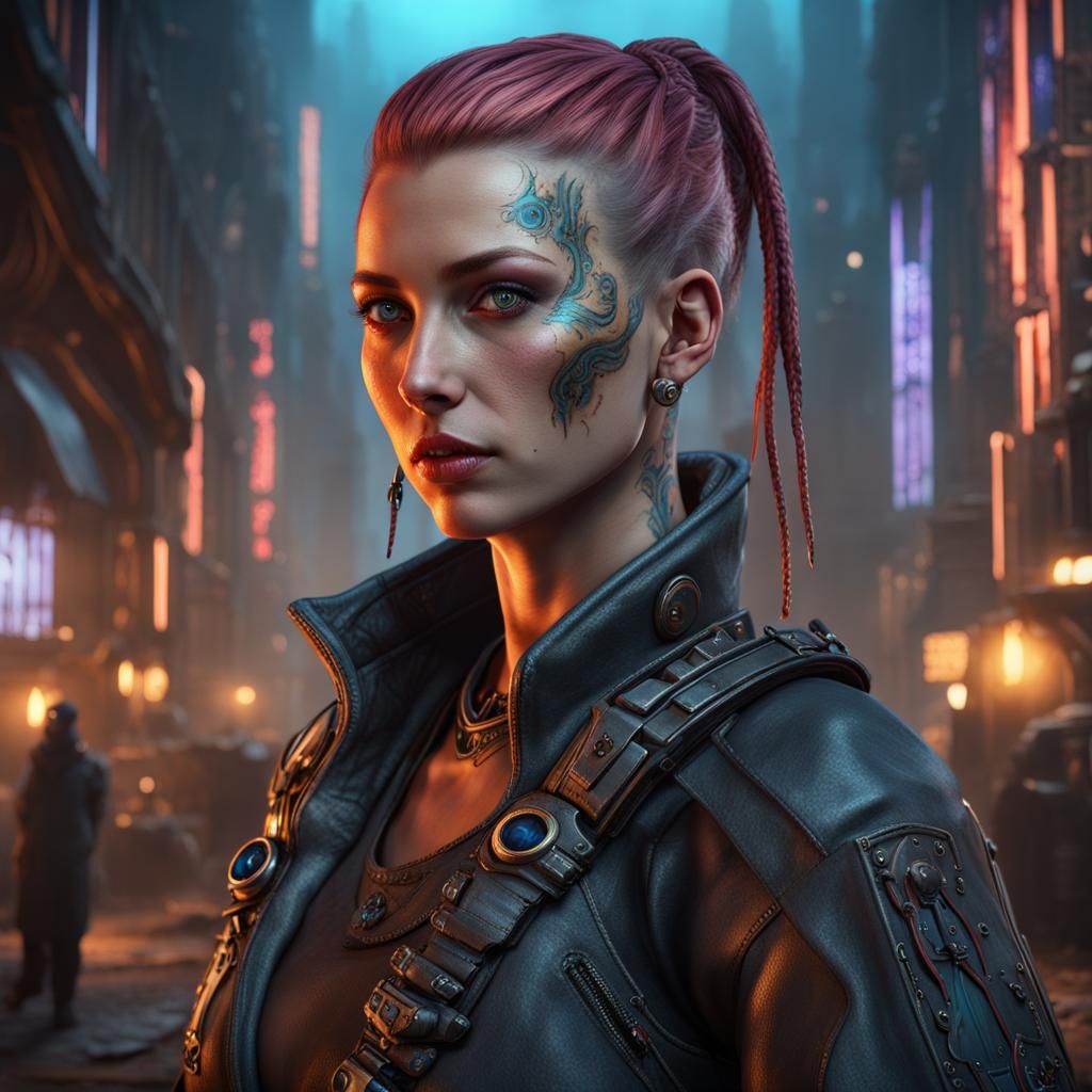 Cyberpunk Character Portrait in Detailed Matte Style