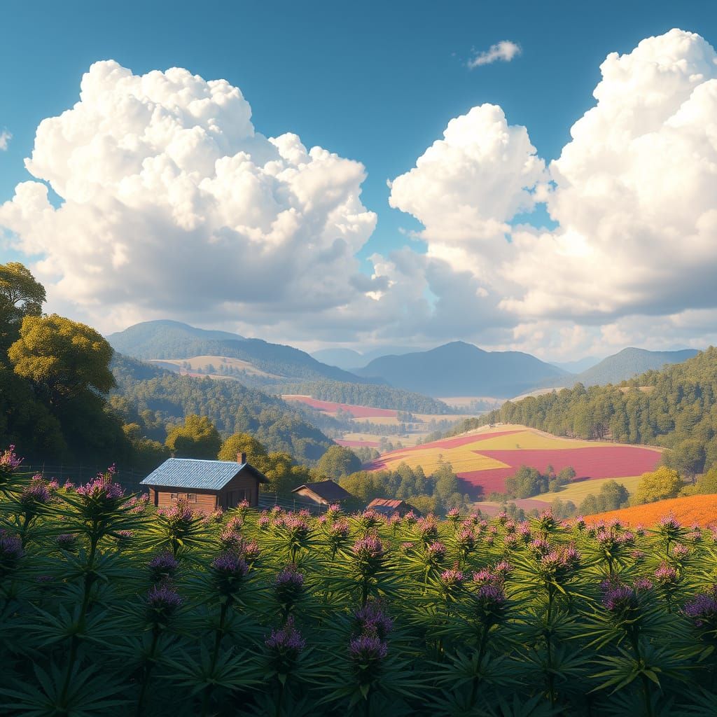 Fantastical Valley Farm in Vibrant Summer Colors