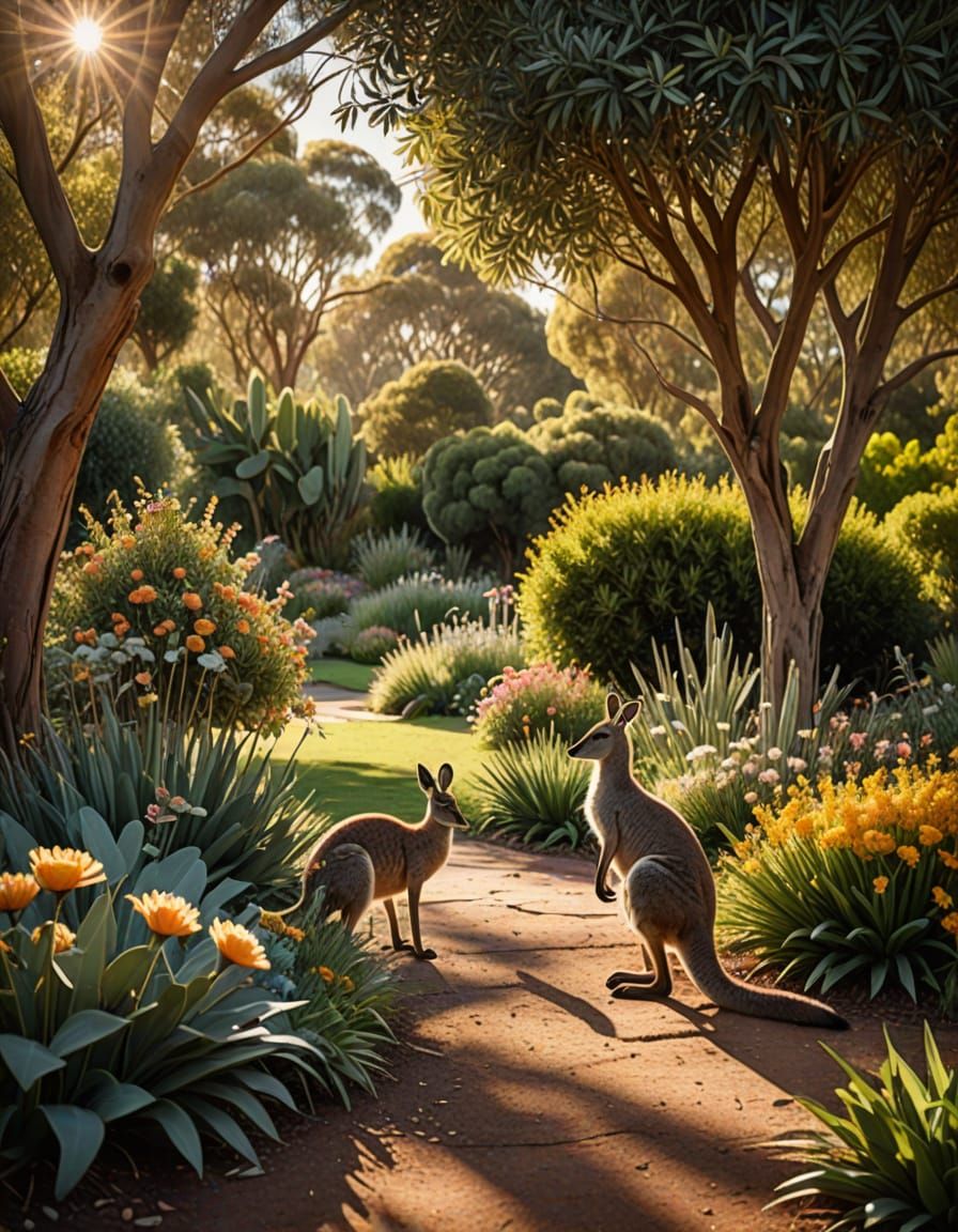 Serene Australian Wildlife Scene in Golden Hour