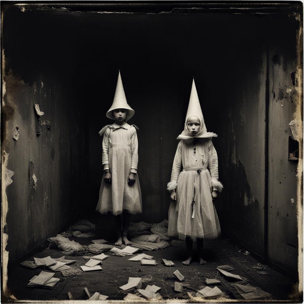 Surreal Scarecrow Dystopia in Vintage Polaroid Style