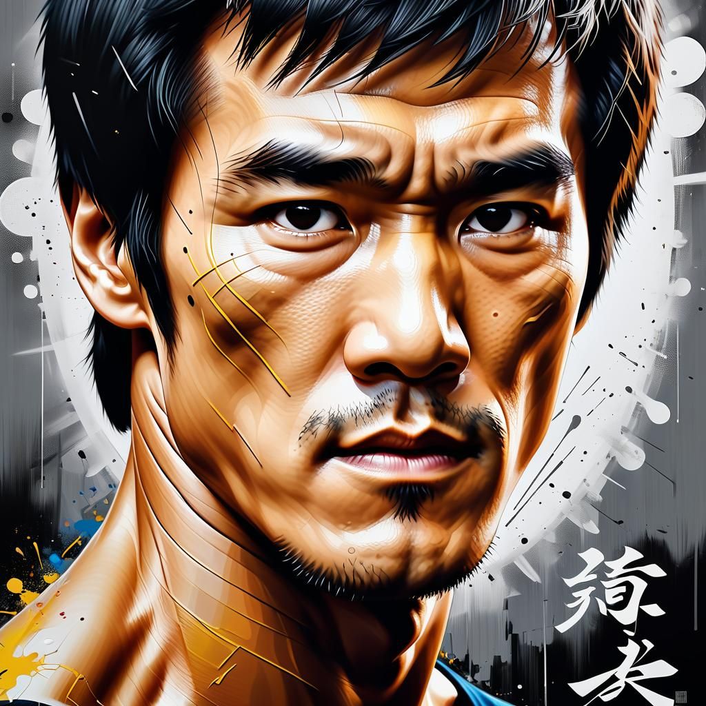Bruce Lee Conceptual Portrait in Impasto Style