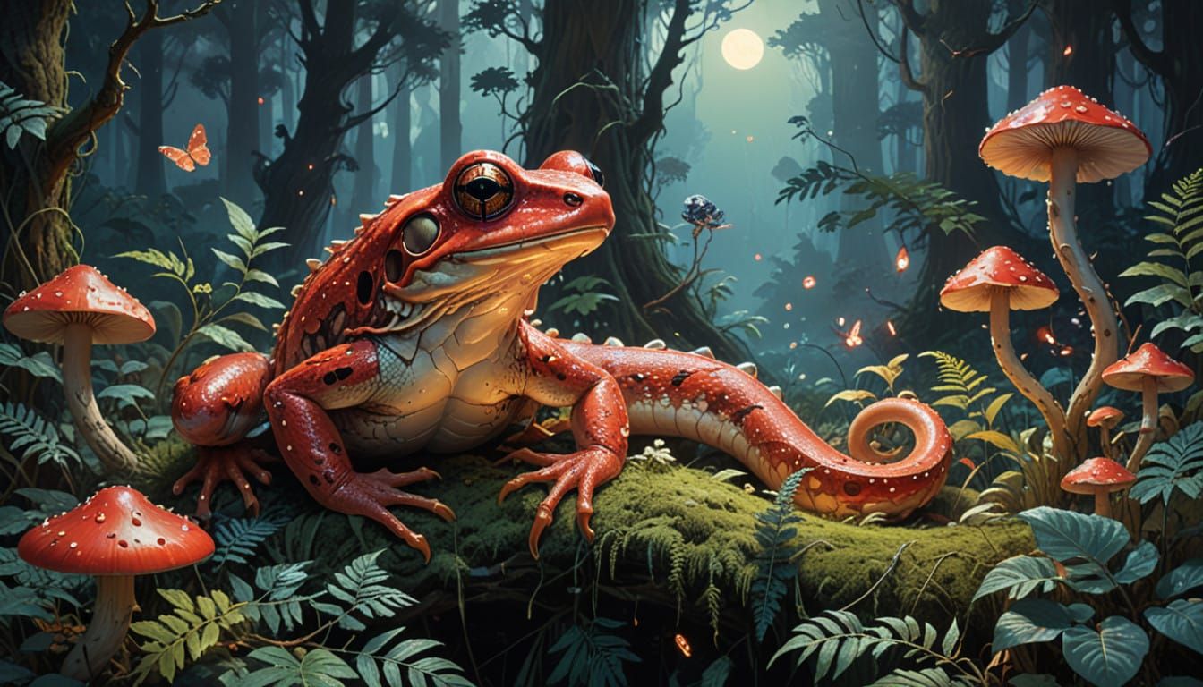 Mythical Moonlit Amphibian Guardian