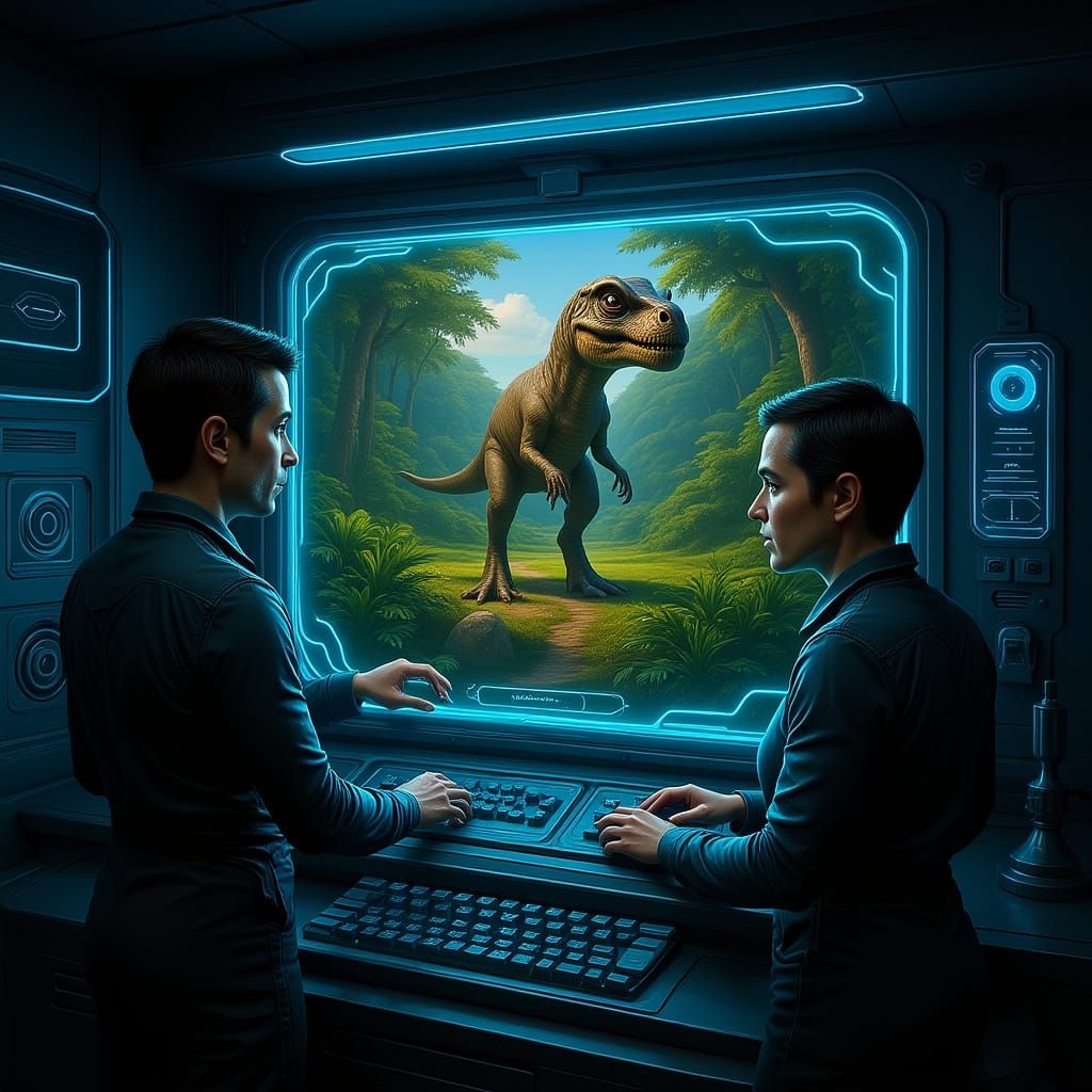 Time Technicians and Prehistoric Window in Fantasy Art