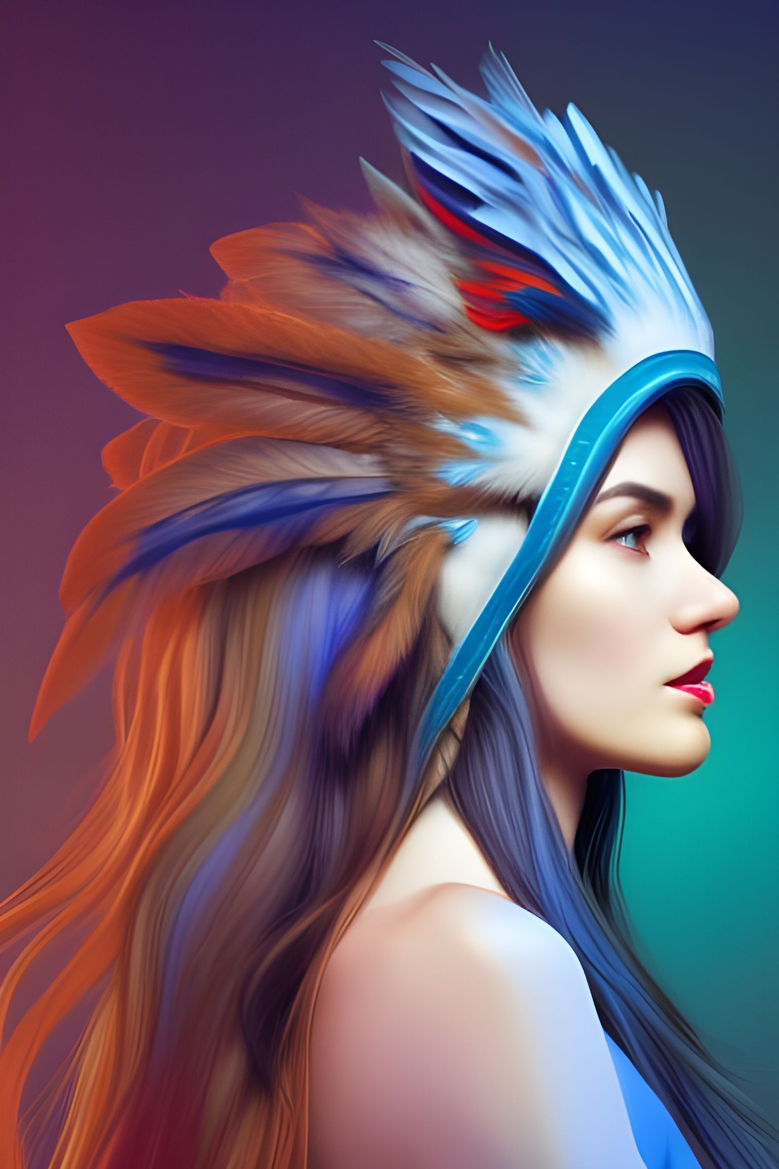 Woman with Wolf Headdress Portrait in Artgerm Style