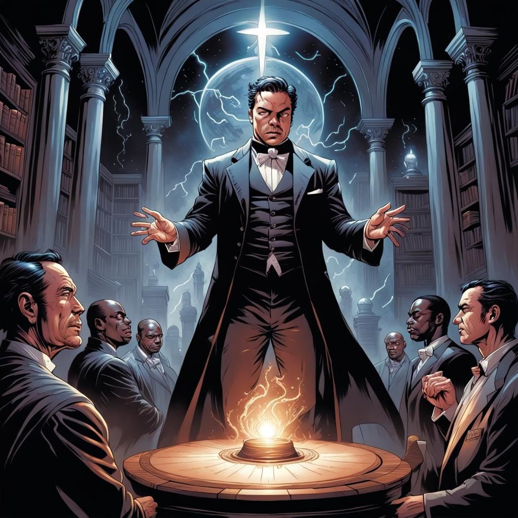 Black Magic Preacher in Comic Book Style