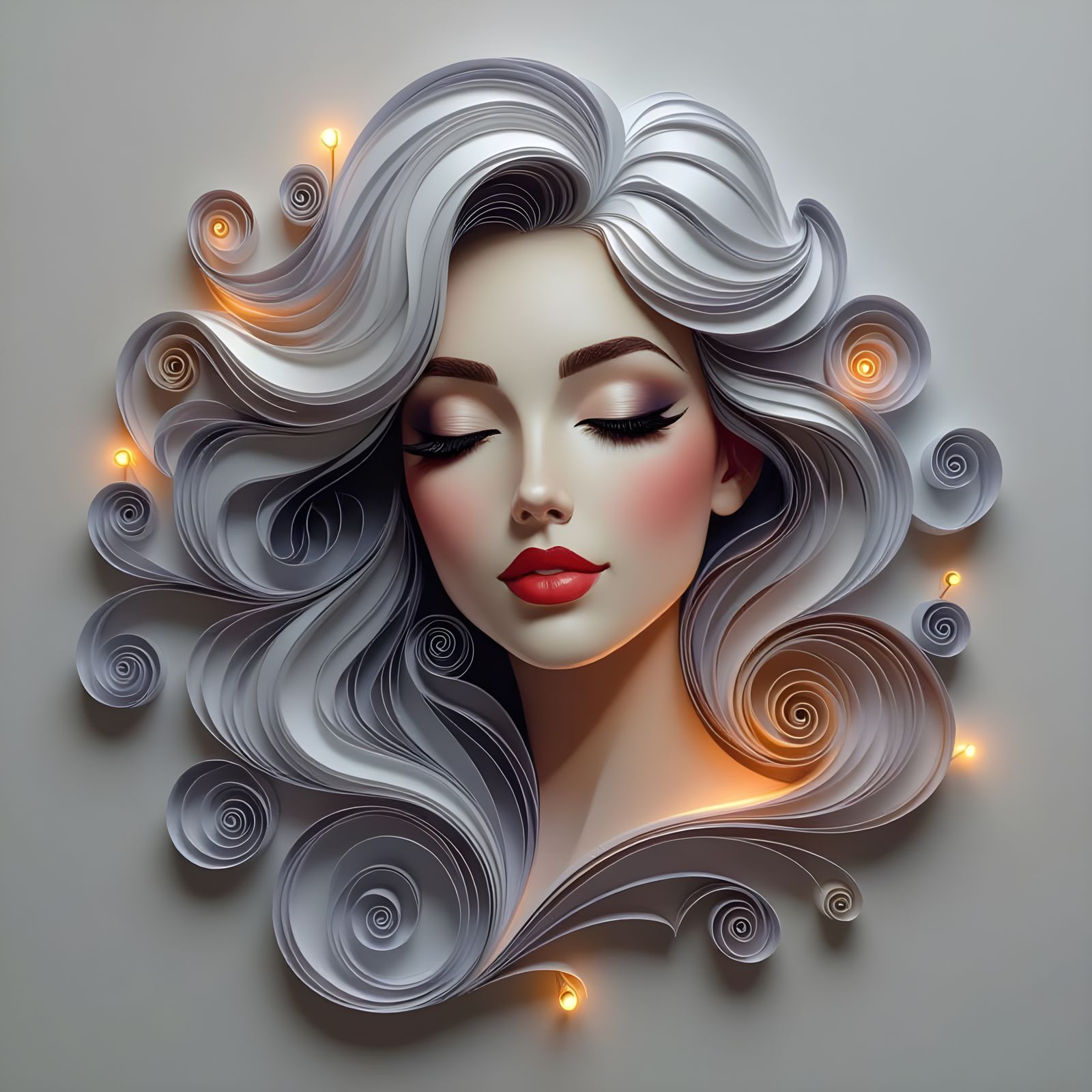 Paper Quilling Portrait of a Beautiful Woman