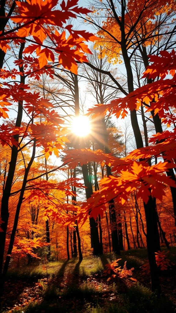 Autumn Forest Radiant with Warm Golden Light