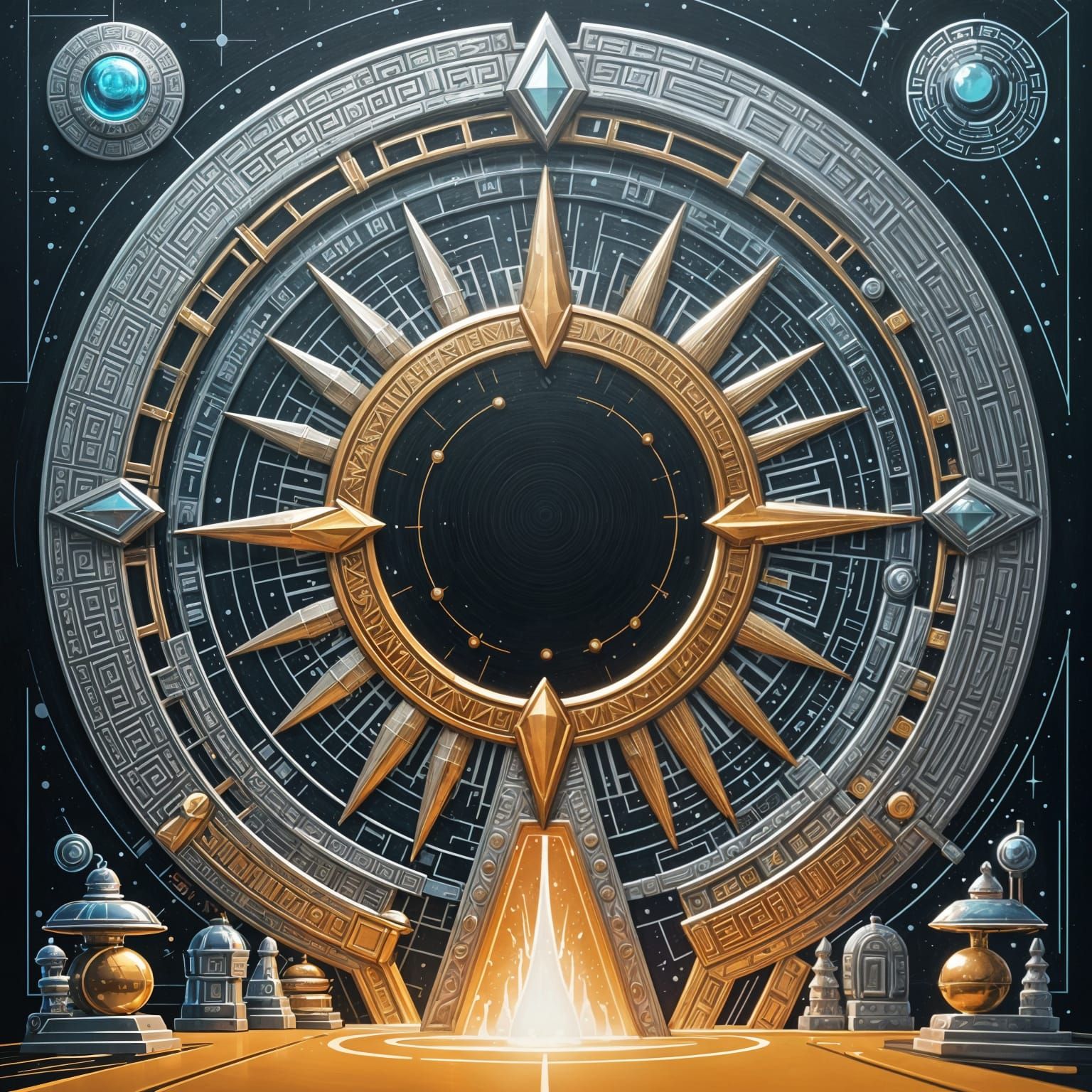 Stargate Appears in Kitchen: 2D Cartoon Vector Art