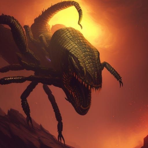 Nightmare Scorpion Alien Creature in Dark Fantasy Style