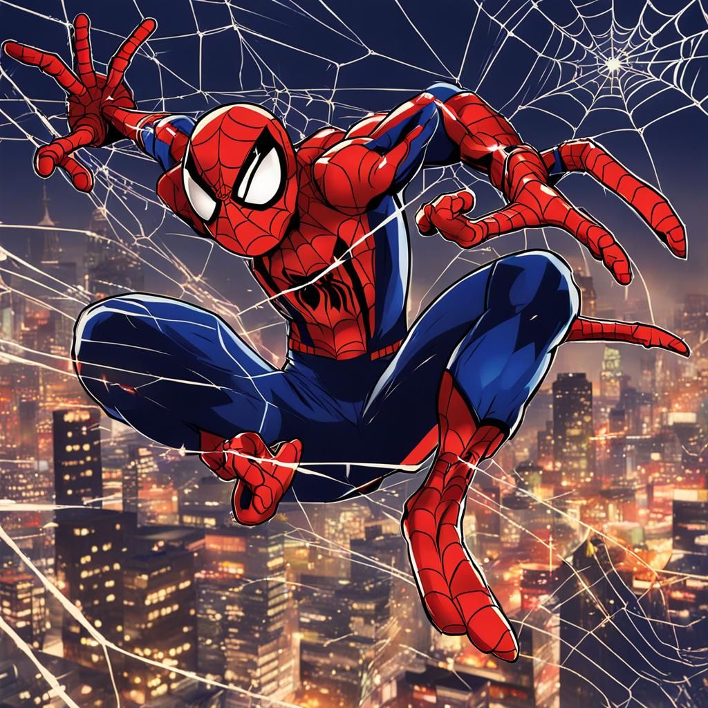 Spidercat vs Spiderrex vs Spiderman in Anime Style