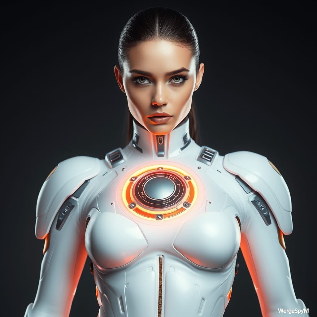 Futuristic Fashion Model with Cyberpunk Glow