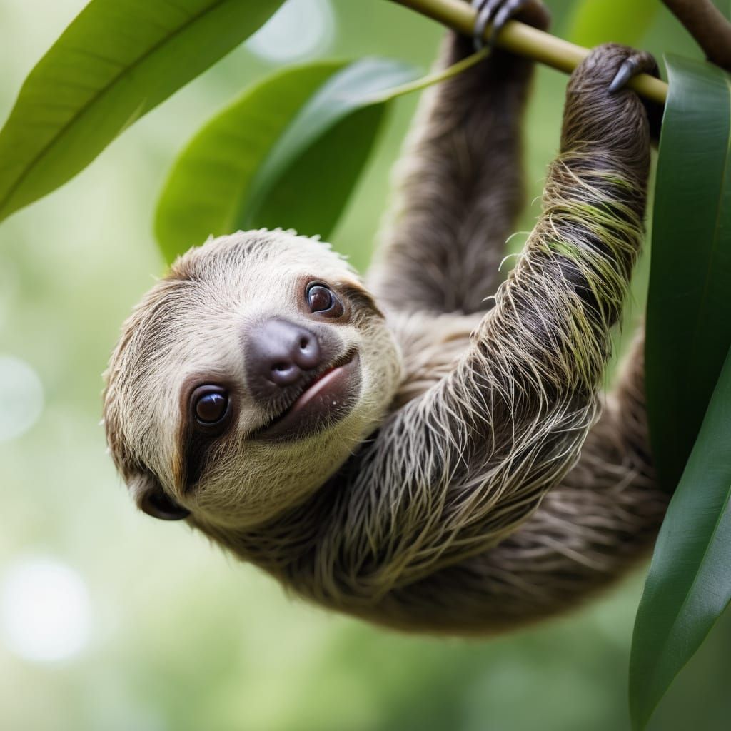 Adorable Baby Sloth Reaching for Camera in Jungle