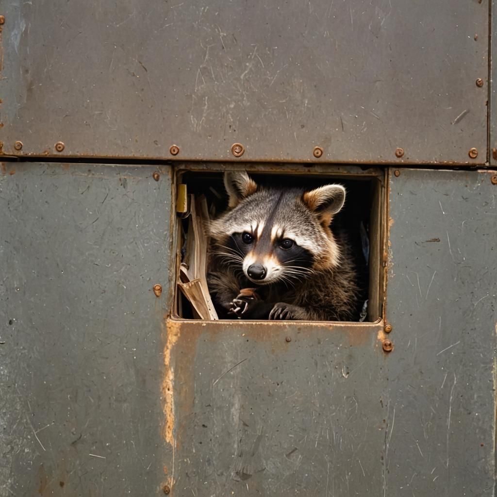 Raccoon Nap: Wildlife Finds Rest in Dumpster