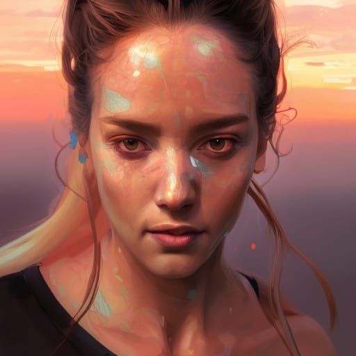 Hyperdetailed Sunset Bay Portrait with Dynamic Lighting
