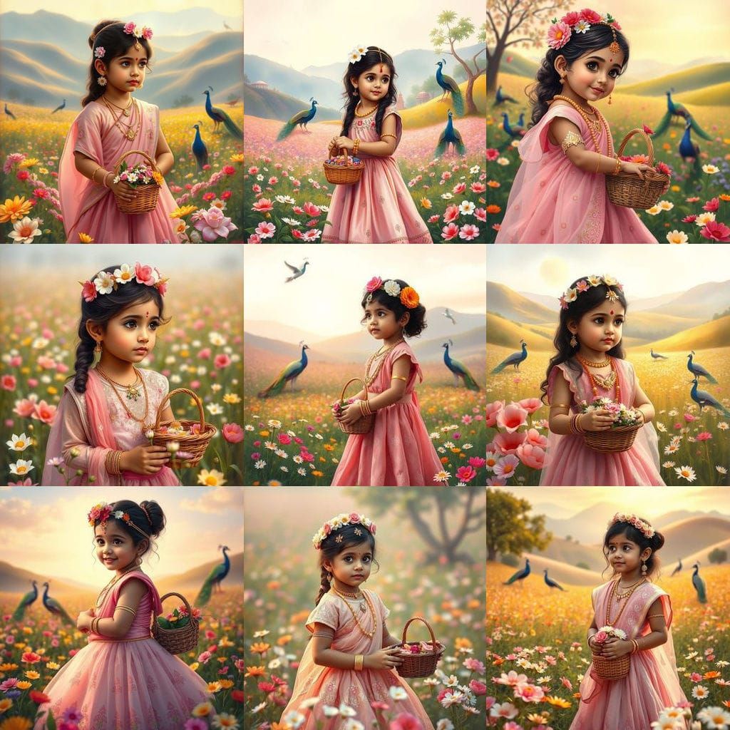Little Girl as Radha in Vrindavan Field