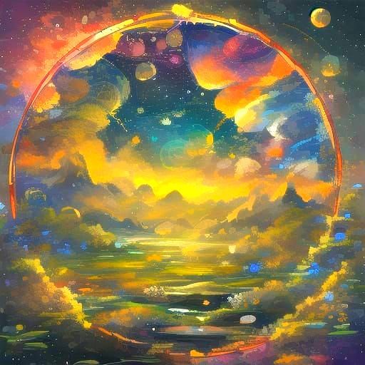 Starlight Spiderweb Over Still Pond in Magical Realism