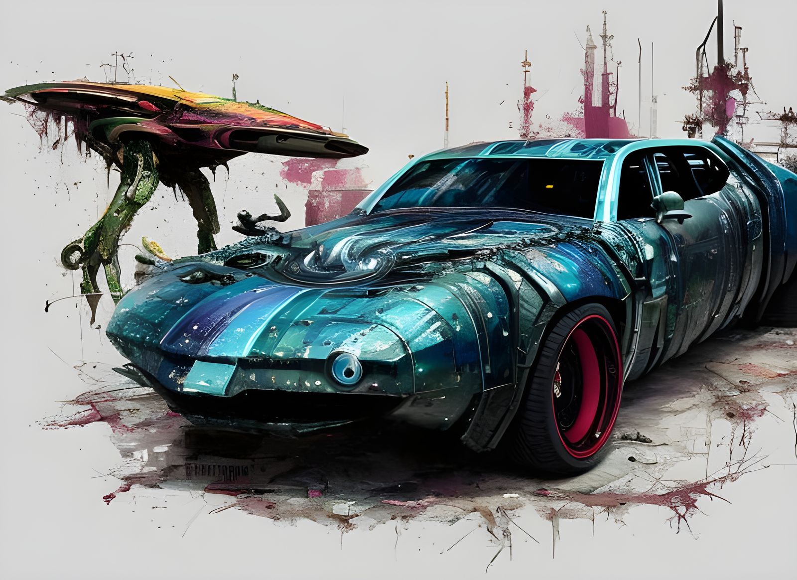 Futuristic Alien Muscle Car: Hyperdetailed Surreal Art