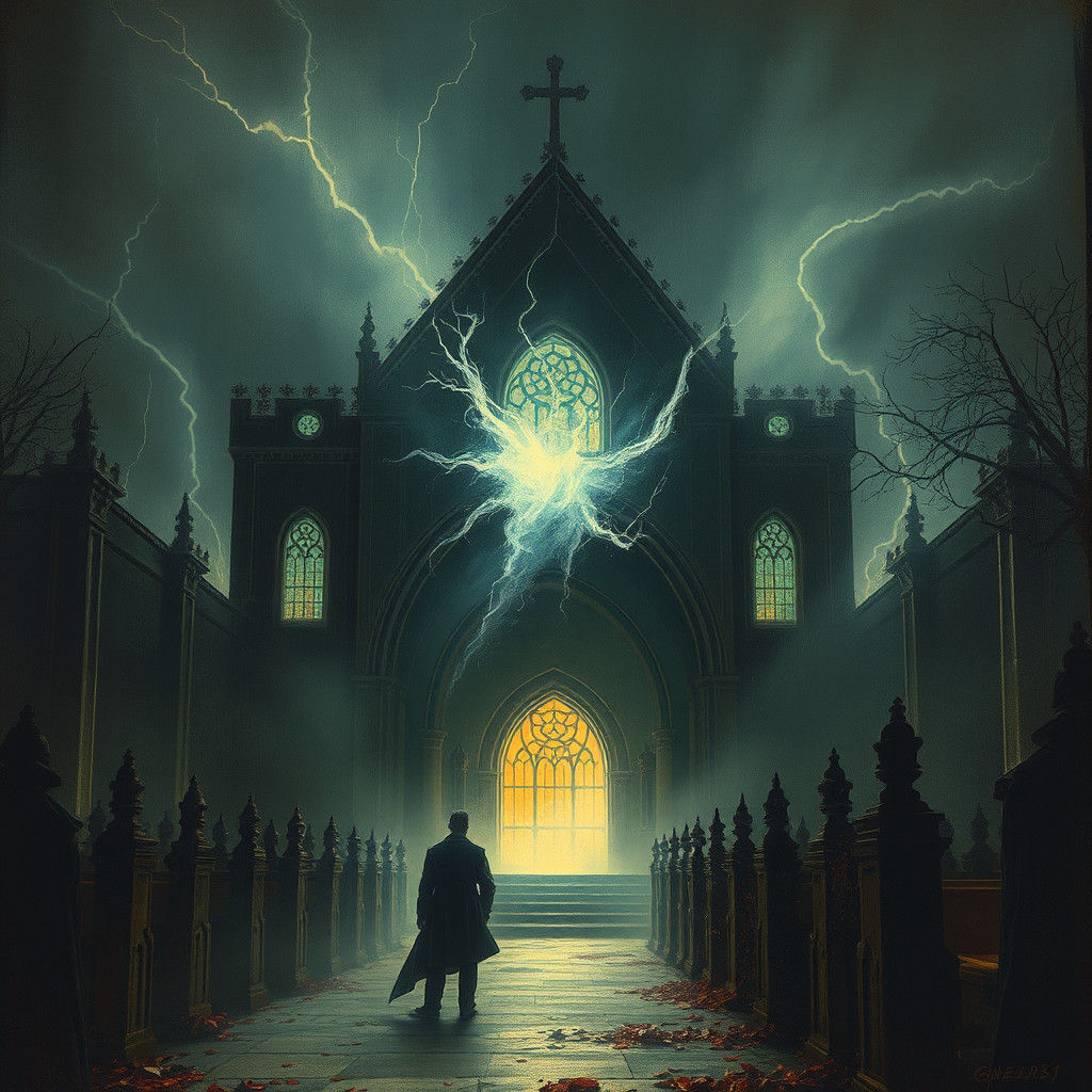 Spectral Spirit in Haunted Church, Gothic Horror