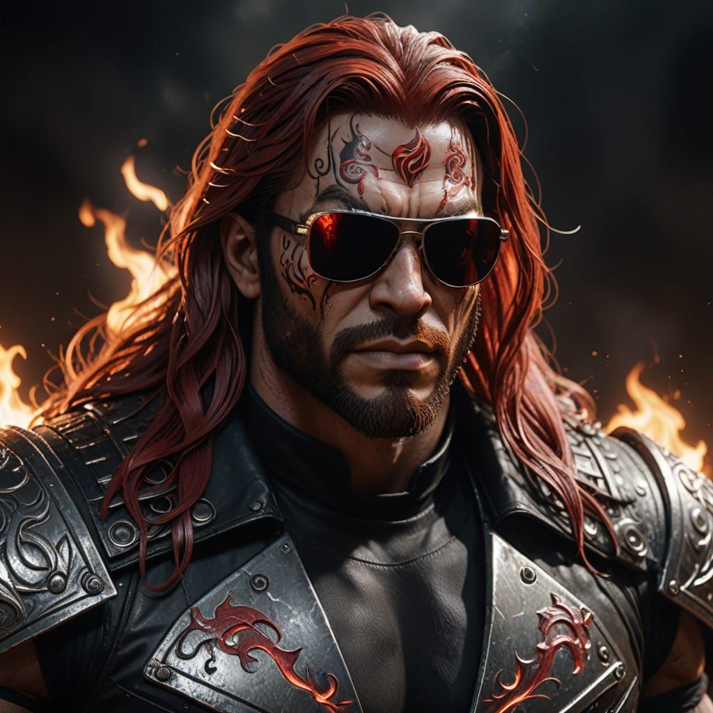 Epic Dark Fantasy Warrior in Crimson Hues