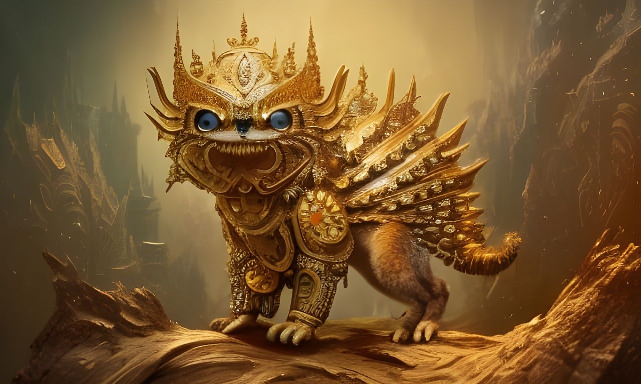 Fierce Furry Monster in Filigree Armor: Fantasy Art