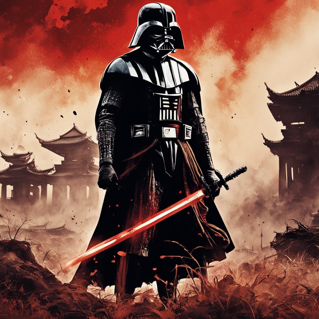 Darth Vader as Samurai in Japanese Ink Painting