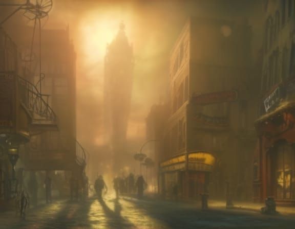 Steampunk City in Post-Apocalyptic Wonderland