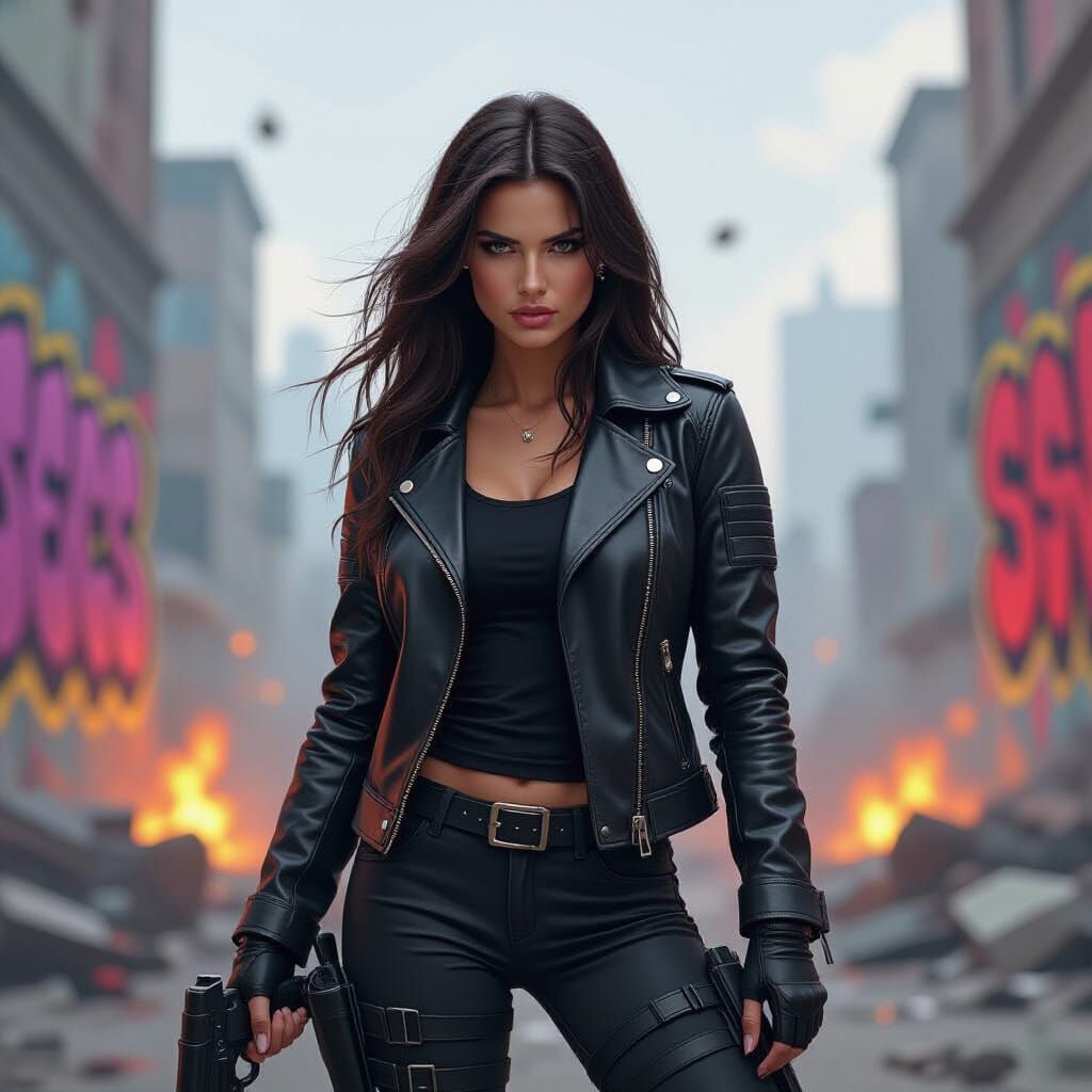 Female War Monger in Graffiti Art Style