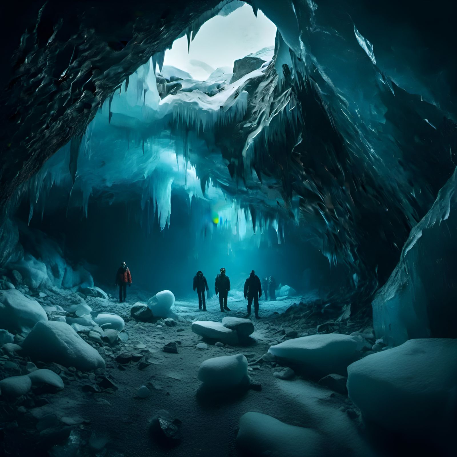 Antarctic Horror: Floating Rocks in Ice Cave