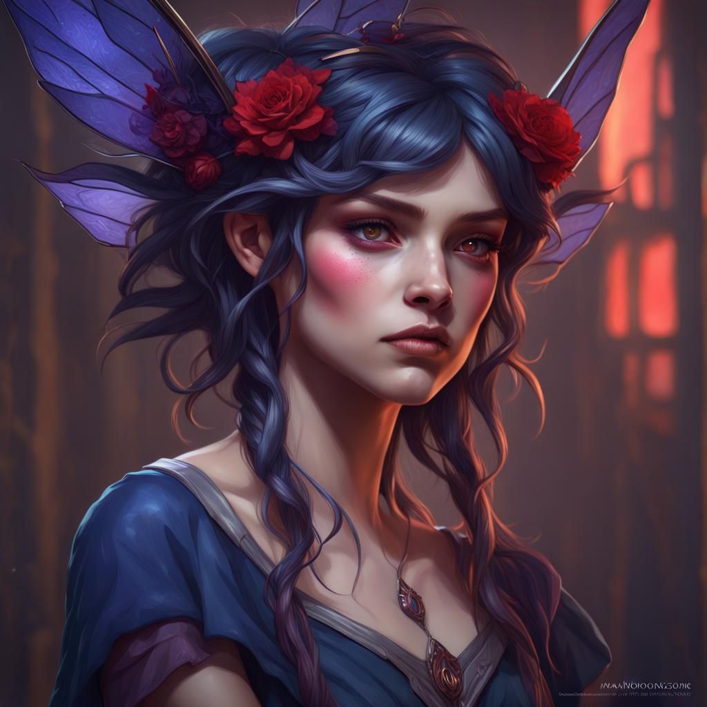 Dark Faerie Portrait in Style of Artgerm