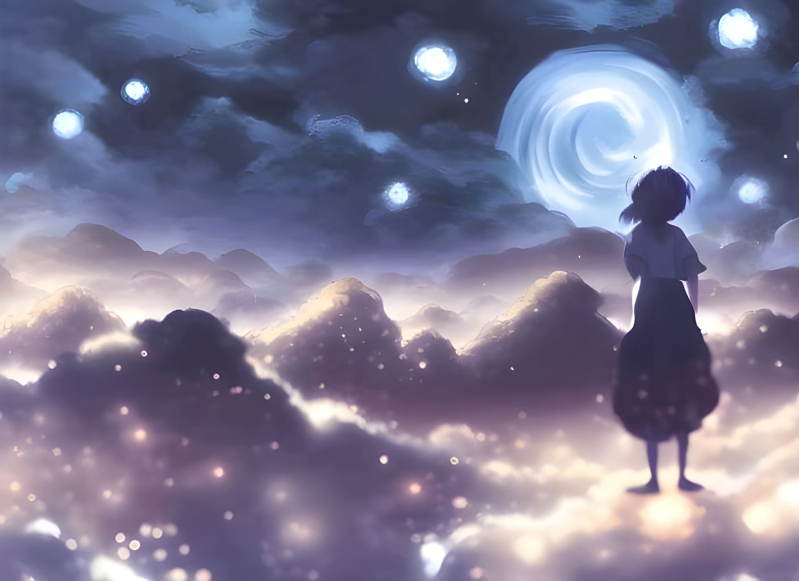 Anime Starry Night Digital Painting in 16k