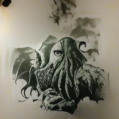 Detailed Ink Drawing of Cthulhu