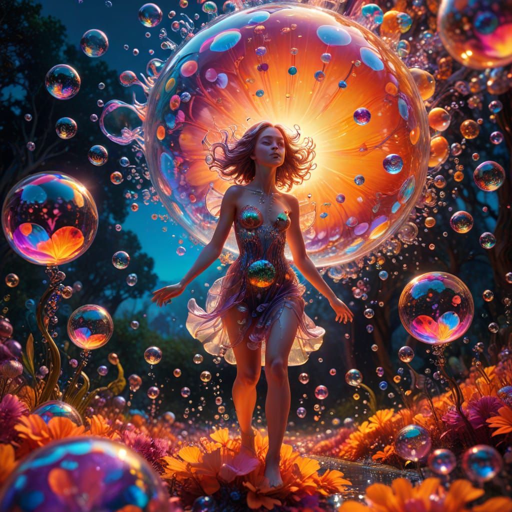 Sprite Dancing in Psychedelic Bubble Field