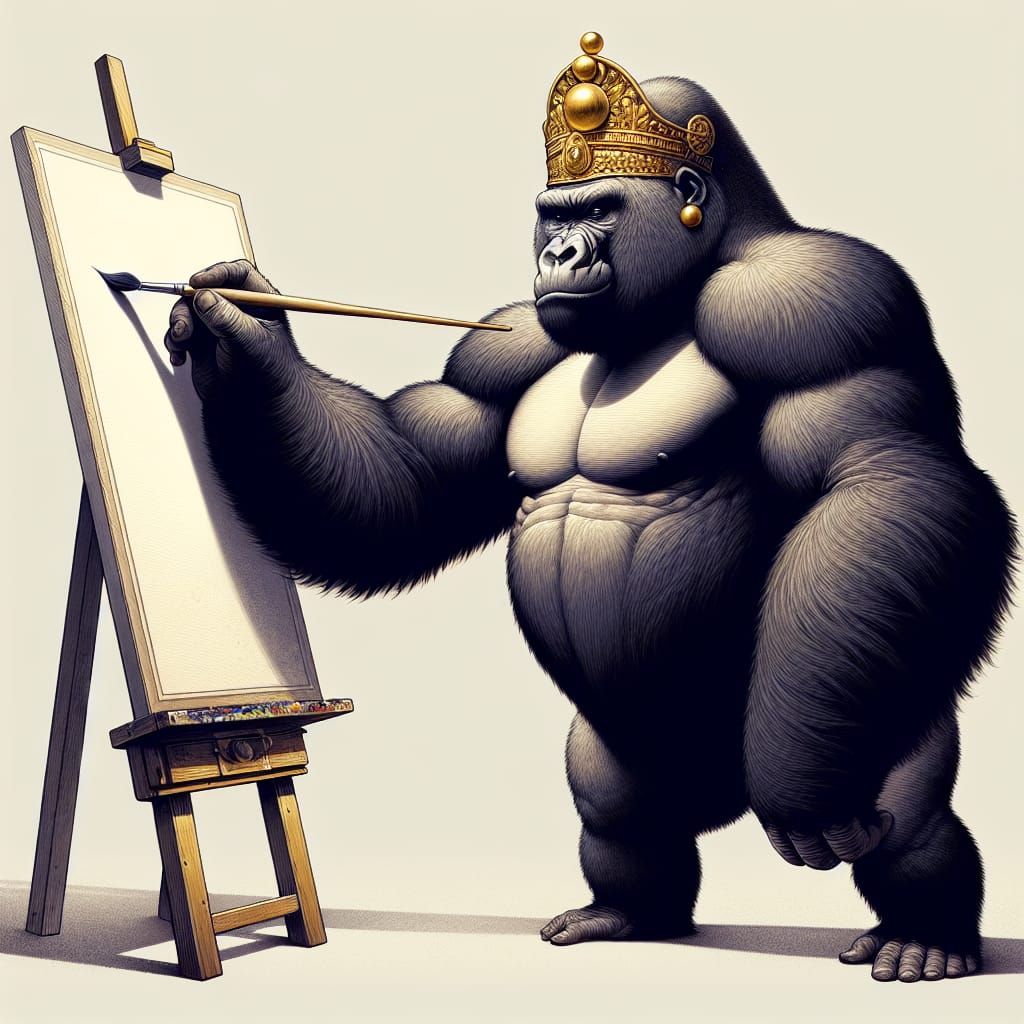 Western Gorilla Artist in Golden Skull Cap