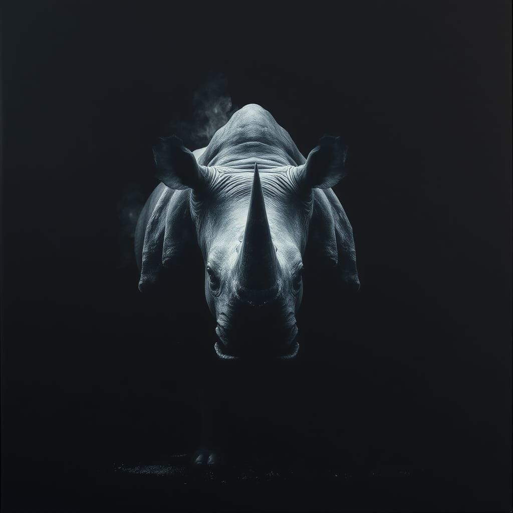Ethereal Rhino Double Exposure: Swamp Illustration