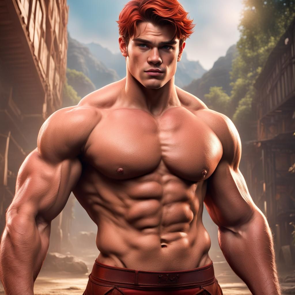 Kj Apa Bodybuilder Physique in Detailed Matte Painting