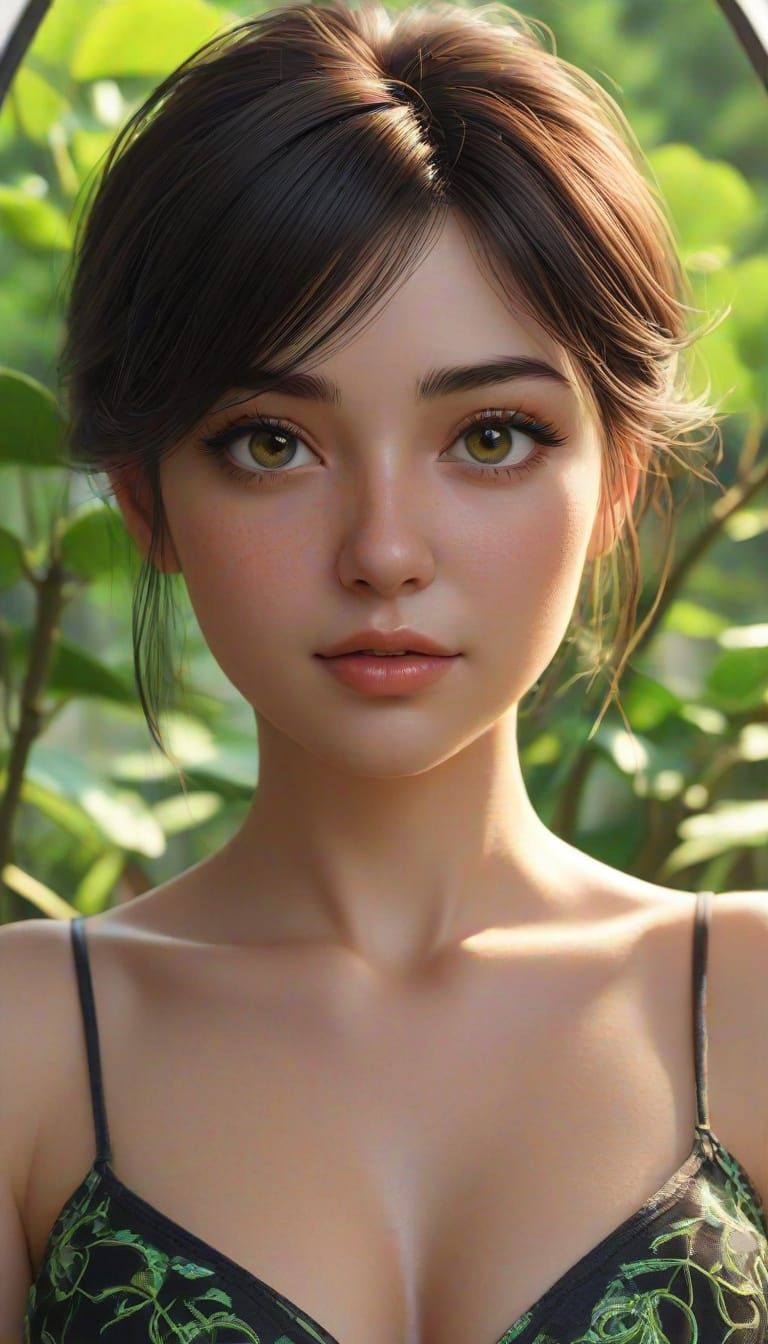 Lady of the Bioluminescent Garden in Anime Surrealism Style