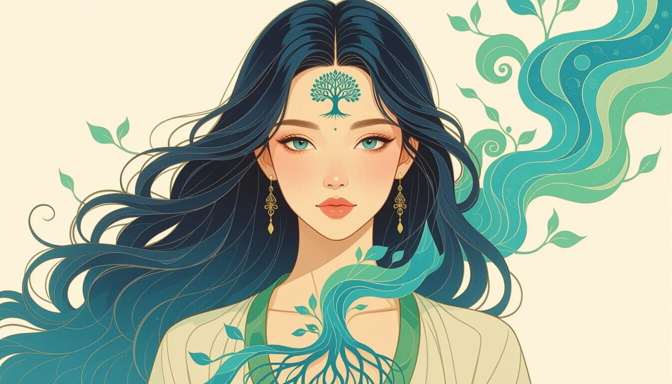 Tree of Life Within Woman's Mind: Surreal Art