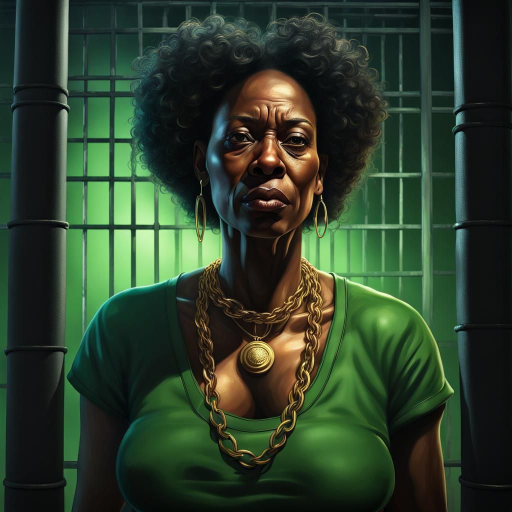 Hyperrealistic Portrait of a Woman in Prison