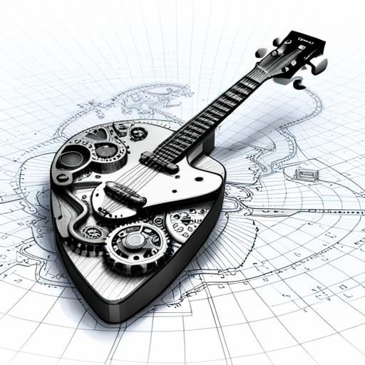 Steampunk Self-Picking Guitar Pick Blueprint