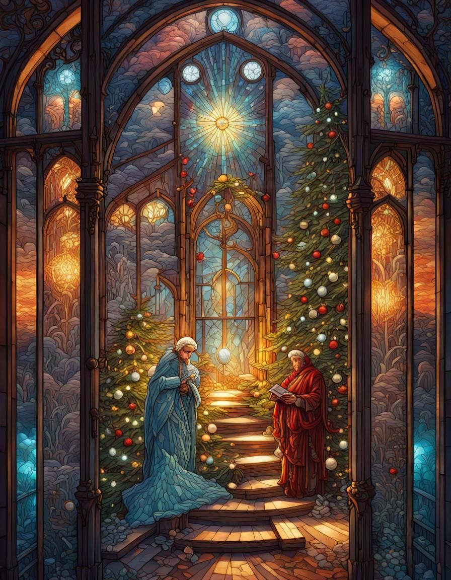 Stained Glass Christmas in Hyperdetailed Style