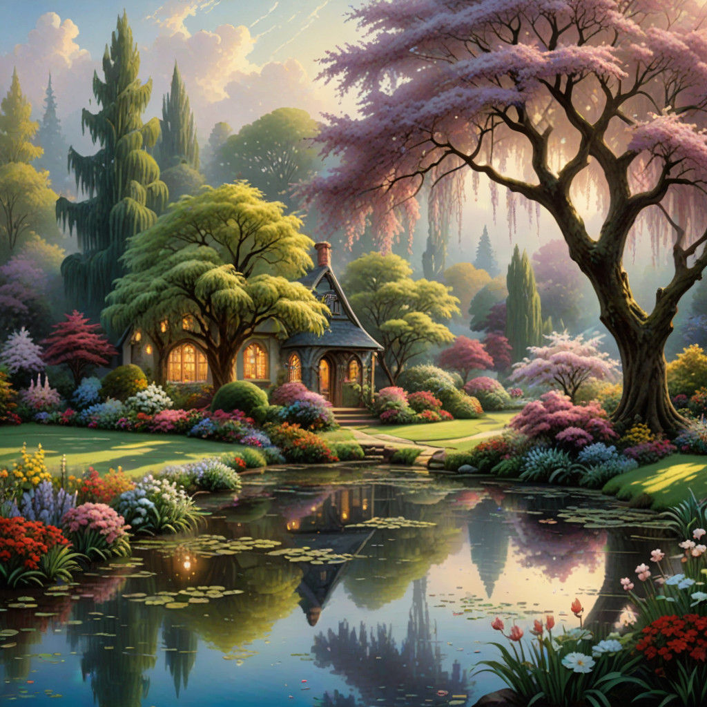 Whimsical Garden Oasis in Ethereal Fantasy Style