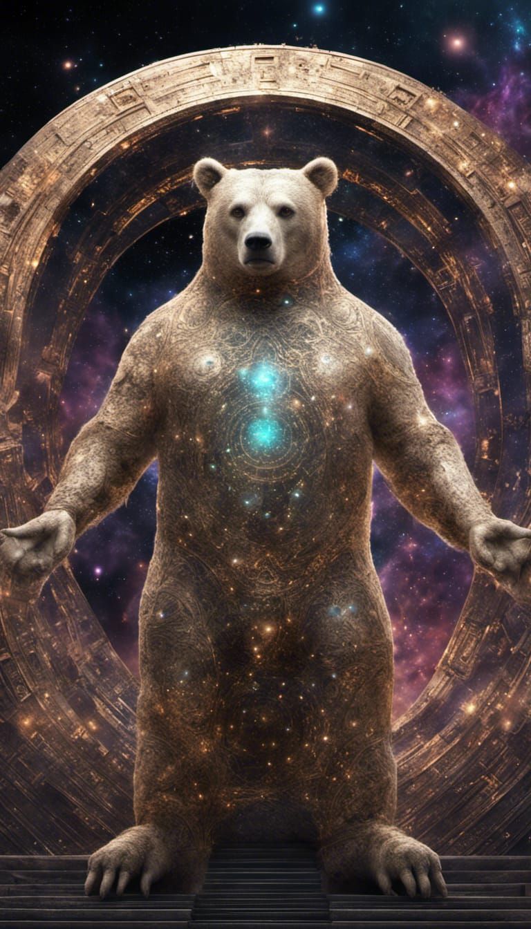 Starscape Portal with Starlight Bear Statue