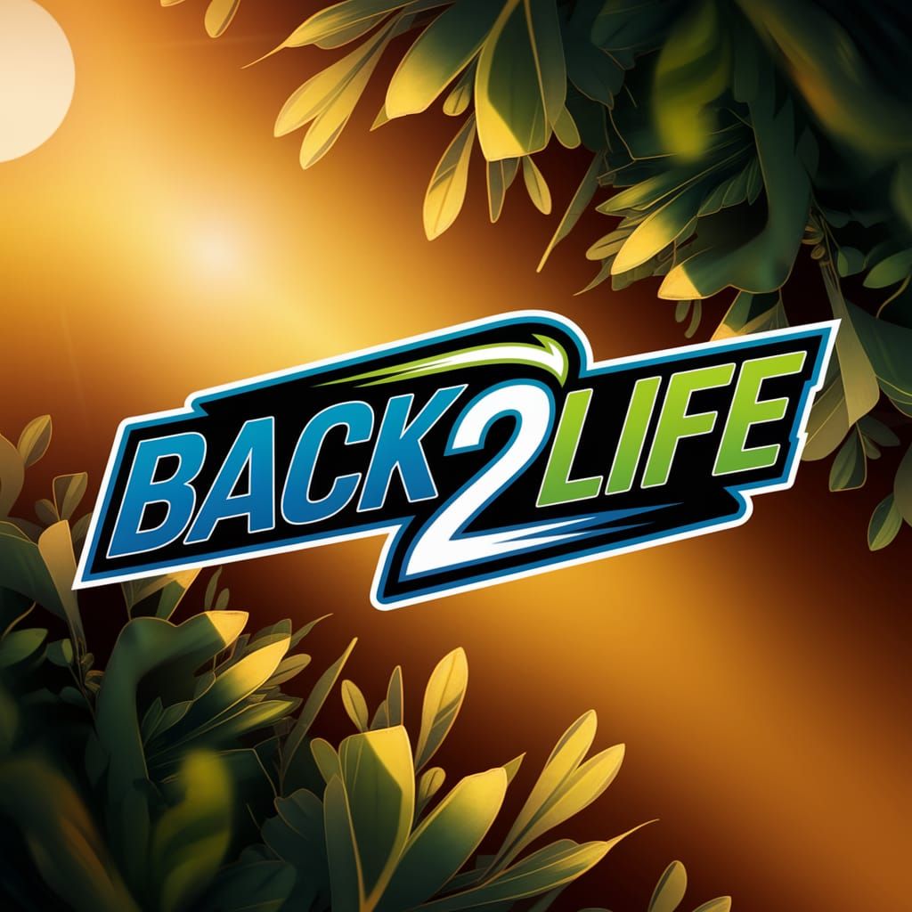 Dynamic "Back2Life" Logo Amidst Lush Foliage