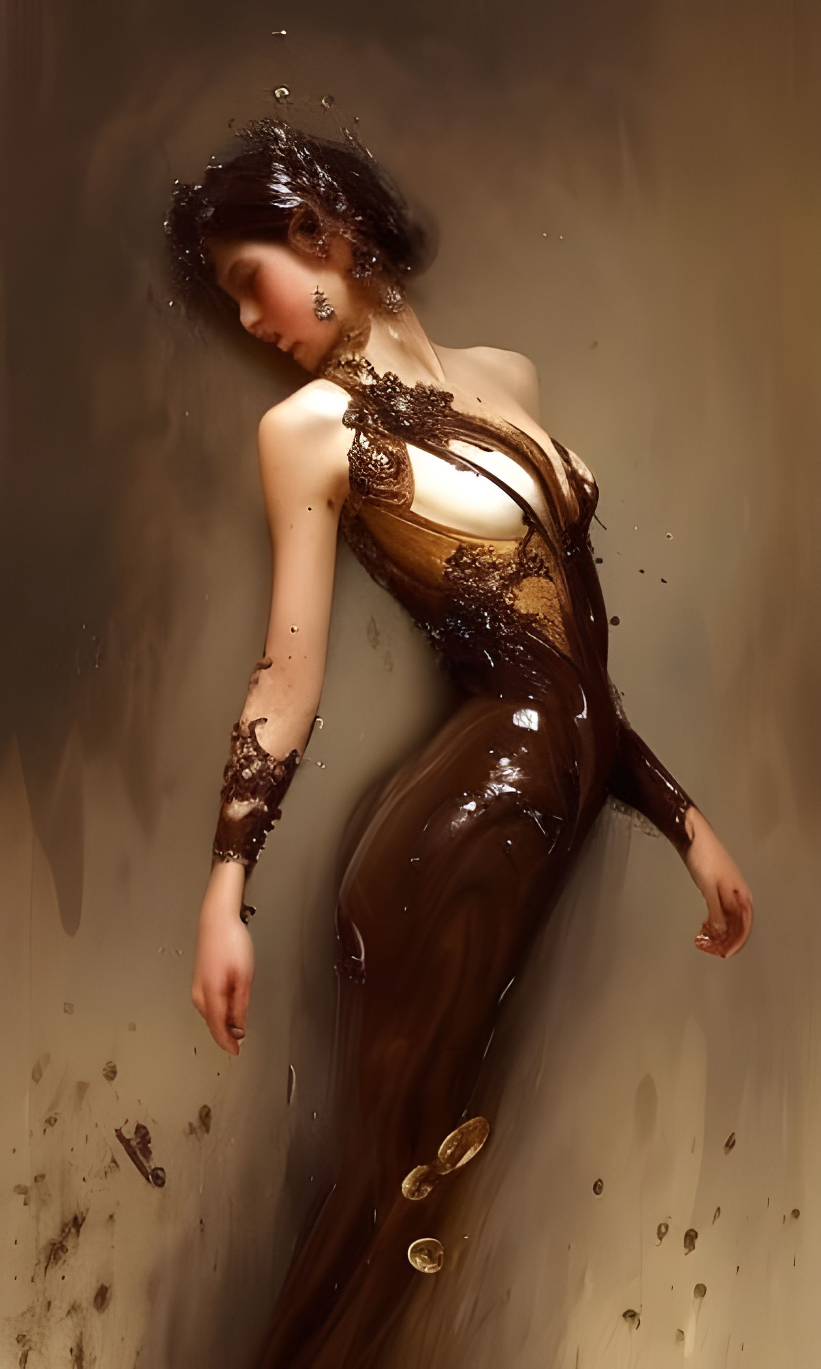 Decadent Melting Chocolate Drips in Art Deco Style