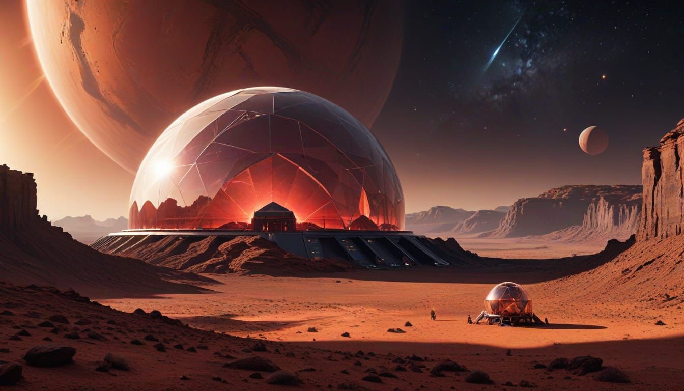 Red Planet Oasis in a Crystal Dome