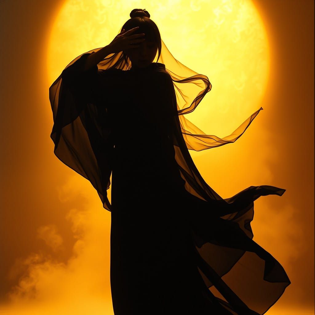 Butoh Dancer Defies Shadows in Vibrant, Dreamlike Scene