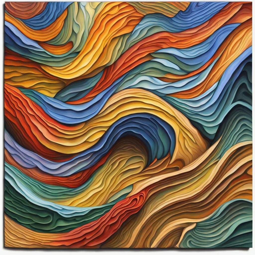 Abstract Fractal in Gouache Style with Dynamic Lighting