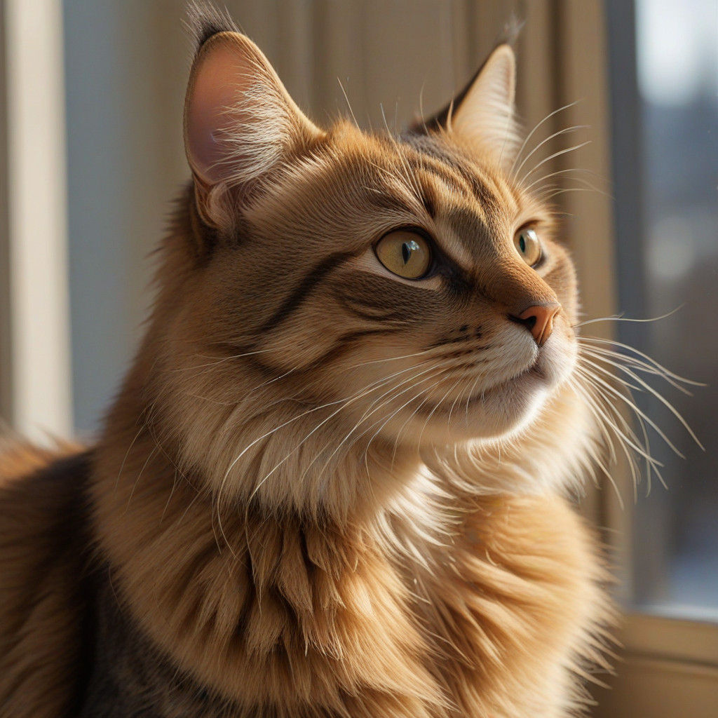 Realistic German House Cat in Warm Golden Light