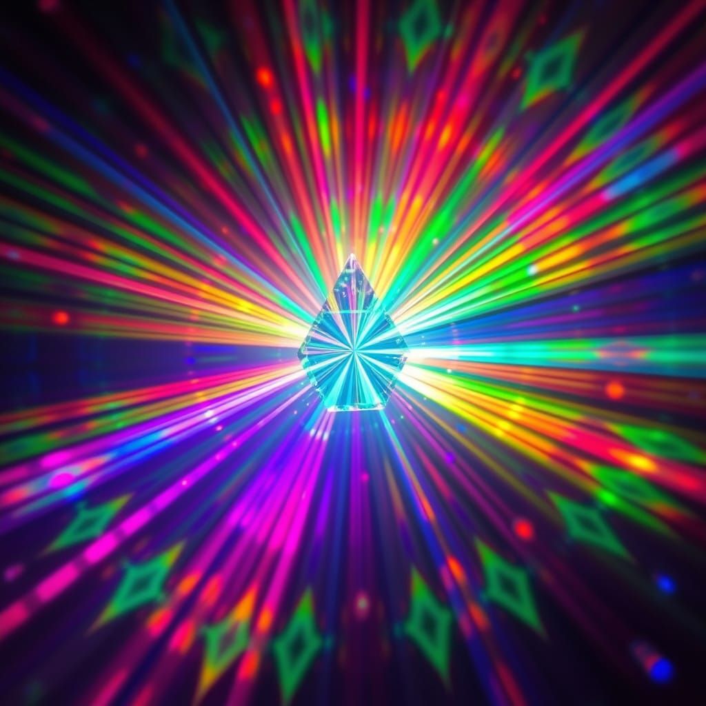 Luminous Prism Radiating Kaleidoscopic Colors