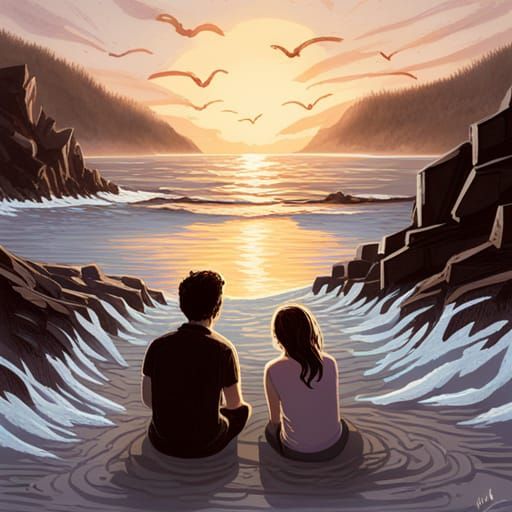 Romantic Beach Campfire at Sunset